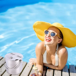 1pc Stainless Steel Ice Bucket with Portable Handle and Lid for Home Bar - Picture 1 of 12