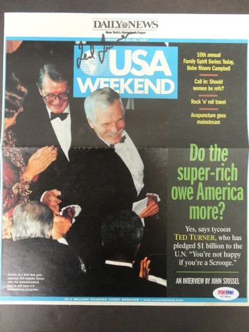 Ted Turner Signed 10x11 Magazine Cover Autograph Auto PSA/DNA X77824 Cover