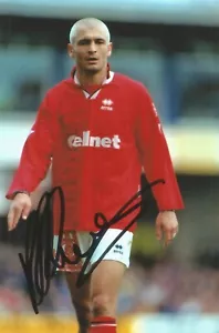 MIDDLESBROUGH & ITALY: FABRIZIO RAVANELLI SIGNED 6x4 ACTION PHOTO+COA - Picture 1 of 1