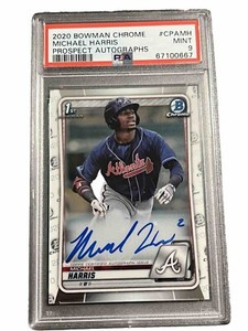 2020 Bowman Chrome Michael Harris Auto PSA 9 1st Bowman Braves