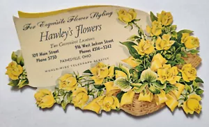 VINTAGE WERBUNG HANDELSKARTE GESTANZT BLOTTER HAWLEY'S BLUMEN PAINESVILLE OH - Bild 1 von 2