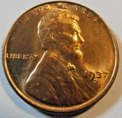 1937 D  BU LINCOLN CENT - One Coin Selected from a Nice Roll - Image 1 of 4