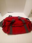 C.H. Bass Duffel Bag Red Canvas W/Side Pockets On One Side