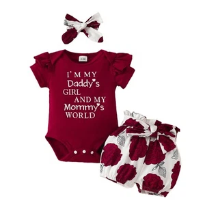 Newborn Infant Baby Girl Clothes Romper Shorts Set Floral Cute Baby Outfits - Picture 1 of 10