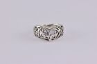 Sterling Silver Scrolled Openwork Puffy Heart Band Ring 925 Sz: 7