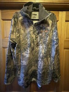 Mens PreOwned 2XL SITKA Optifade  OpenCountry Med. Weight Hooded Shirt. Half zip