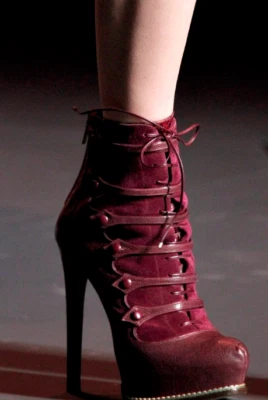 Botín Dior Bourdeaux Duquesa Cuero/Gamuza Con cordones Plataforma Media Pantorrilla talla 37 Foto 1 de 4