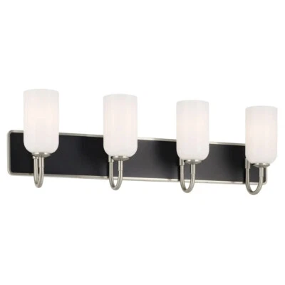 KICHLER Solia 32 in 4 Light Bathroom Vanity Light with Opal Glass Shades 55164NI - Image 1 of 4