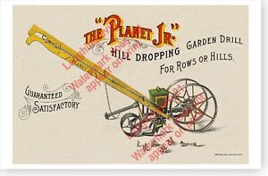 Planet Jr Hill Dropping Wiertarka ogrodowa Retro Wiktoriańskie rolnictwo Plakat reklamowy