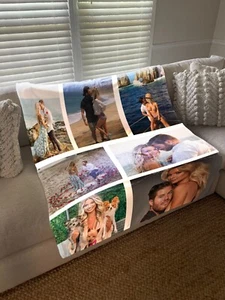 Personalized Custom Fleece Blanket With Photo - Family Picture Memorial Blanket - Picture 1 of 12