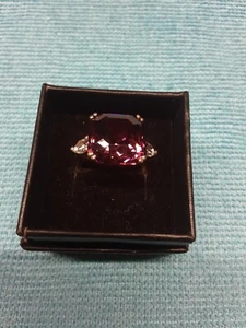 Size 8 Sterling Ring Made With 14 X 14 mm Amethyst From Swarovski FreeShip (474) - Picture 1 of 12
