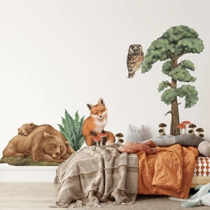 Forest Friends Animal Kids Nursery Wall Decal HY212 - Foto 1 di 4