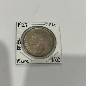 ITALY 10 lire 1927 Looks UNC Big Horse Chariot Silver Emanuele - Picture 1 of 2