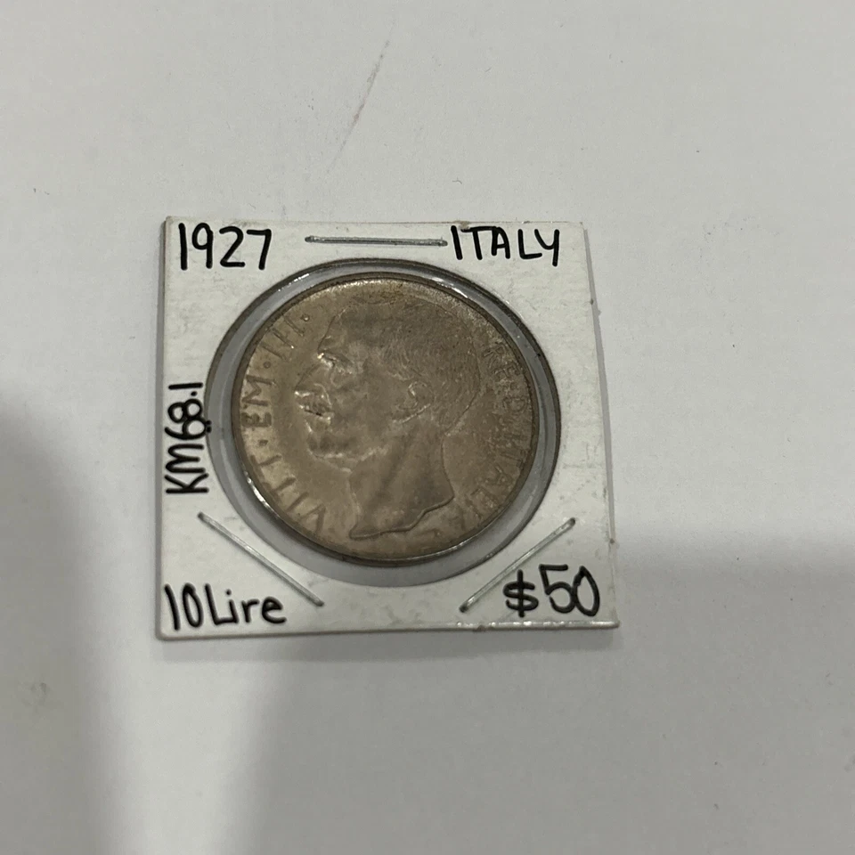 ITALY 10 lire 1927 Looks  UNC Big Horse Chariot Silver Emanuele - Image 1 of 2