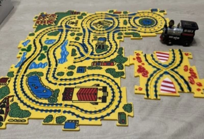 Puzzle Track Tiles 8Piece Construction Town Train Tracks 2 Elevated Pieces READ - Image 1 of 4