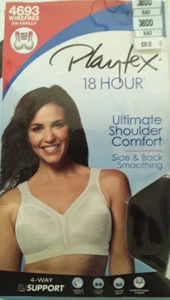 Playtex 18 Stunden bügelloser BH 38DD schwarz Seiten- & Rückenglättung Komfort Träger Neu - Bild 1 von 5