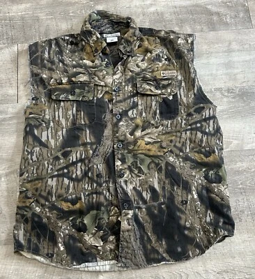 Columbia Men’s Large Camouflage Camo Reel Tree Hunting Sleeveless Button Shirt - Image 1 of 4