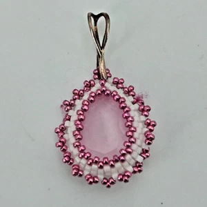 Anhänger Kettenanhänger Damen Schmuck Rosa Weiß Swarovski Elements Handmade - Bild 1 von 6