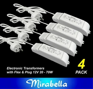 4 x Dimmable Electronic Transformers with Flex & Plug 240V-12V AC 20-70W - Picture 1 of 3