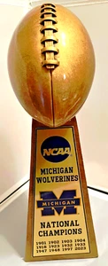 15" UNIVERSITY OF MICHIGAN WOLVERINES NCAA NATIONAL CHAMPION FOOTBALL TROPHY - Picture 1 of 3