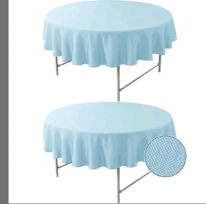 2 Pack Light Blue Tablecloths 70" Round - Picture 1 of 3