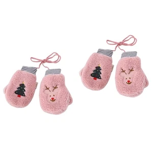 2 Pairs Baby Mittens Newborn Child Cartoon Full Finger Gloves for Toddlers - Picture 1 of 12