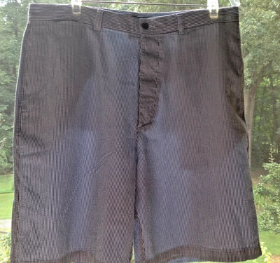 Pantalones Cortos STRUCTURE Preppy Azul Marino Seersucker Clásicos BUTTON FLY Sueltos Algodón W36 Foto 1 de 4