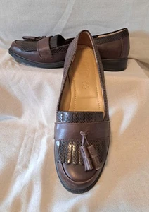 Hotter VGC women's brown leather smart flat shoes with tassels Hamlet size 4 - Picture 1 of 7