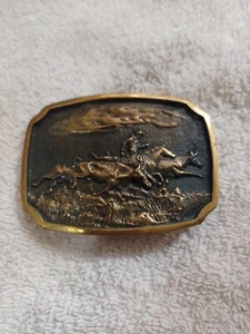Hebilla de cinturón de latón macizo Heritage Mint 1976 American Cowboy E-G839 - Imagen 1 de 3