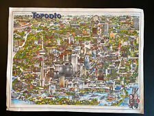 Vtg 1976 Archar Toronto ONT Cartoon Pictorial Travel Map Poster & Menu 11" x 14"