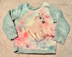 H&M Girl's Unicorn Teddy Bear Fleece Sweatshirt Size 2-4 Years - Picture 1 of 4