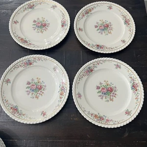 4 Vintage K & A Krautheim Selb Bavaria Goldrand Floral Speiseteller 10" - Bild 1 von 7