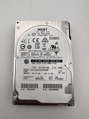 HGST 1.8TB 2.5" HDD SAS 10k HUC101818CS4200 - Image 1 of 2