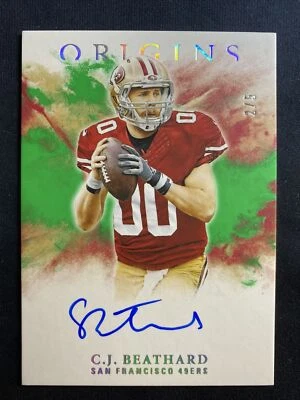 CJ BEATHARD 2017 Panini Origins Rookie Autograph GREEN #2/5 SSP 49ers RC Auto - Image 1 of 2
