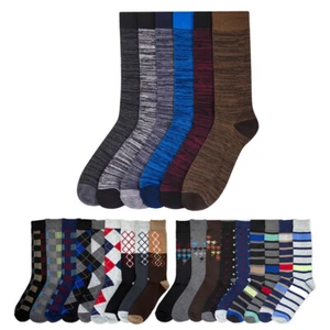 6 Pairs Men's Colorful Dress Socks Fun Funky Assorted Color Patterned Size 10-13 - Picture 1 of 1