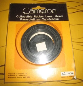 Capot d'objectif en caoutchouc pliable Cameron 52 mm flambant neuf scellé ancien accessoire - Photo 1 sur 1