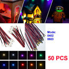 50 PCS Micro SMD LED 0402 0603 Pre-Soldered Light Wired 3V Model Railway LEDs