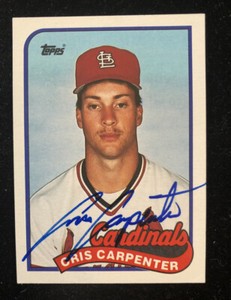 CRIS CARPENTER 1989 TOPPS AUTOGRAPHED SIGNED AUTO BASEBALL CARD 282 CARDINALS