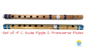 13 inch C Scale Beginners to Professional Indian Bamboo Flutes Bansuri Vansali - Picture 1 of 8