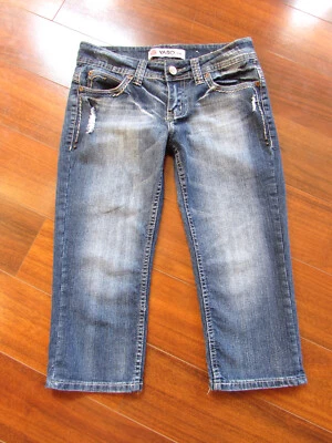 YASO Premium ~ Juniors 5/6 ~ Vintage Y2K Blasted Stretch Denim Cropped Jeans a65 - Image 1 of 4
