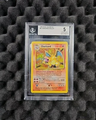 1999 Pokemon Charizard Base Set #4/102 Holo Unlimited Rare BGS 5 Ex Centered - Image 1 of 3