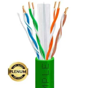 1000ft Cat 6 Plenum Ethernet Cable Green | Bare Copper | CMP, UTP, 23AWG - Picture 1 of 3