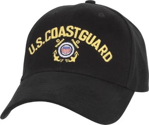 Black US Coast Guard Shield & Anchor Logo Adjustable Baseball Hat Cap - Picture 1 of 1