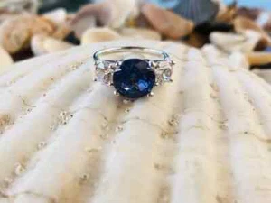 3Ct Round Cut Natural Sapphire Diamond Wedding Ring White Gold Finish Size 7 8 9 - Picture 1 of 9
