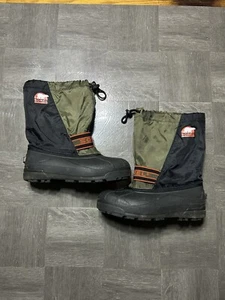 Sorel Waterproof Snow Boots Insulated Mens 7 women's 9 Black/Green Winter Rubber - Picture 1 of 7