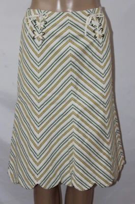 Falda Chevron Elevenses Anthropologie blanca verde amarilla dobladillo vieira con cordones 4 Foto 1 de 4