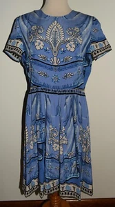 New Womens Alice by Temperley Petipa Dress US 12 Blue Mix Silk Short Sleeve - Picture 1 of 3
