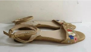 S/227# LK BENNETT 'EVE' FLAT SAND/BEIGE RAFIA Sandals Eu37 - Picture 1 of 6
