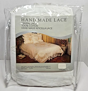 Hand Made Lace Crystal Lace 100% Cotton Hand made Reticella Lace. Queen - Picture 1 of 6