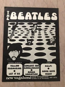 Película original de The Beatles Flyer @ New Vagabond Los Angeles 27 de marzo - Imagen 1 de 7